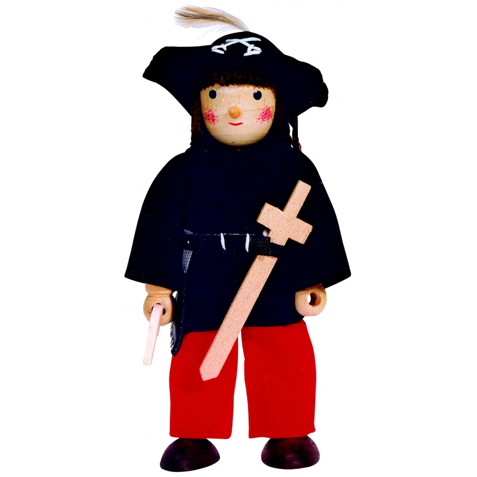 Winzling KAPITÄN SCHWARZ HUT Pirat Biegepuppe Biegepuppen Puppe Figur Piraten 